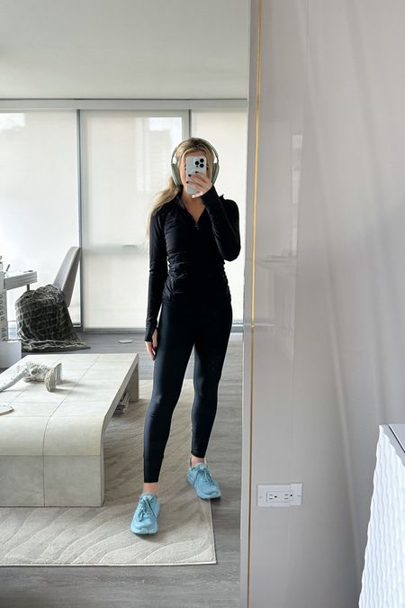 Walking outfit, lounge, fitness gym outfit, Hoka Clifton 

also linked Amazon dupes for lululemon half zip, leggings outfit spring, alo yoga 7/8 high waist airlift leggings 

#LTKU #LTKshoecrush #LTKfitness