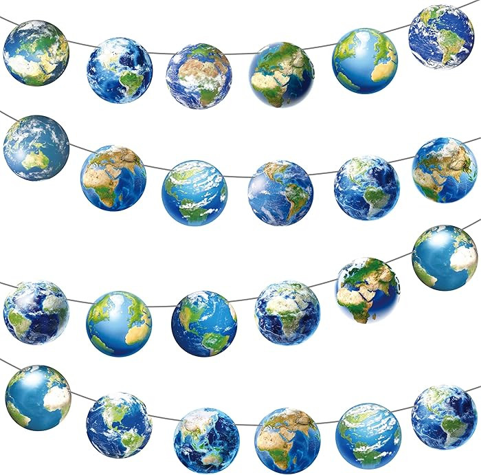 4pcs Earth Globe Theme Banners Earth Day Party Decorations Globe World Map Theme Hanging Banners ... | Amazon (US)