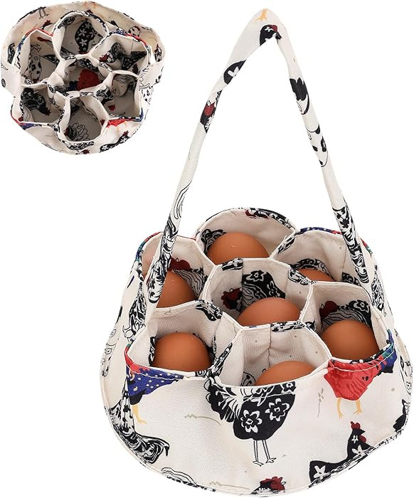1 Pc Egg Collection Basket, Farmhouse Chicken Egg Holder with 7 Bags, Handheld Egg Purse Egg Bask... | Amazon (US)