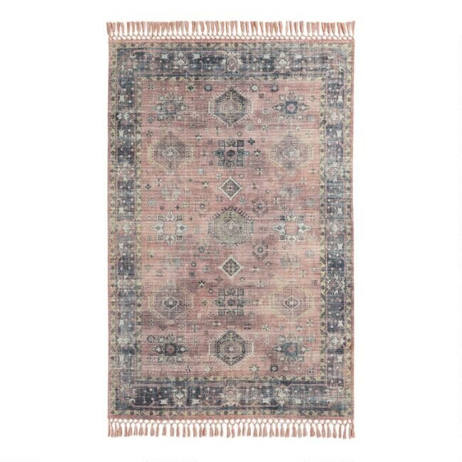 Rust and Black Persian Style Alma Indoor Outdoor Rug | World Market