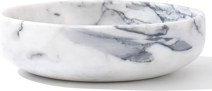 6.7" Decorative Bowl - Natural Marble Key Bowl & Centerpiece (White & Grey) | Amazon (US)