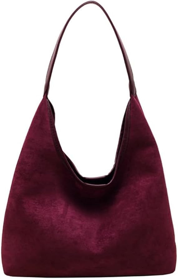 Suede Hobo Bag for Women Slouchy Purse Fashionable Office Tote Handbag | Amazon (US)