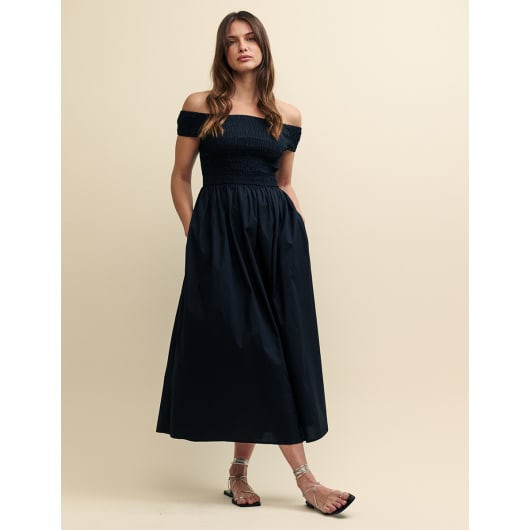 Black Bardot Amanda Midi Dress | Nobody's Child