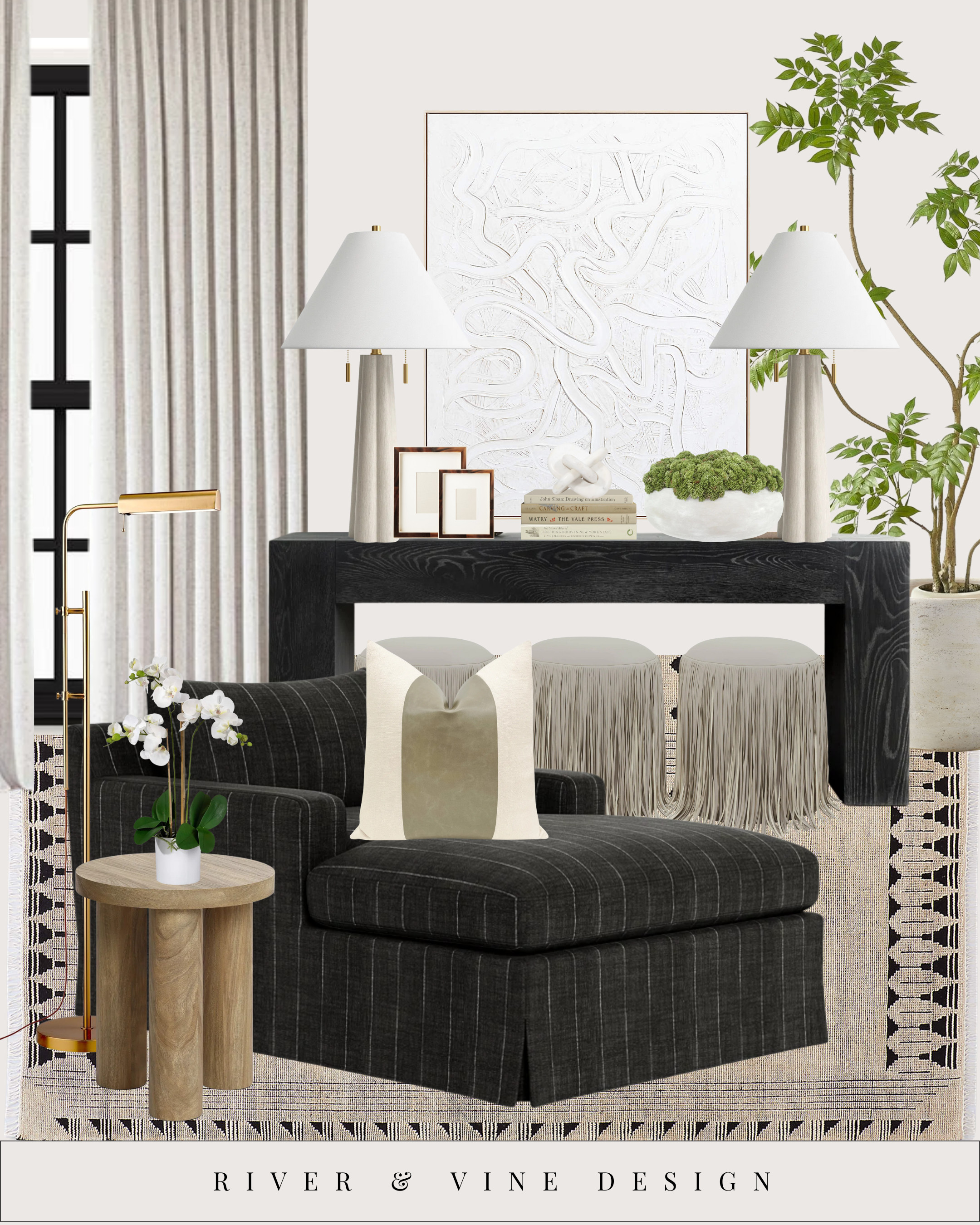 ✨ Cozy Corner Edit ✨
This is your permission slip to create a corner in your home that feels like exhale.

A place where:
• your coffee tastes better
• your nervous system slows down
• you can read, scroll, or just exist

The magic of this setup is in the mix:
The pinstripe chaise adds structure, the plush pillow softens it, and the console styling behind it keeps the space feeling curated and elevated — not cluttered.

Design doesn’t have to be loud to feel intentional.

Tap to shop every piece and build your own cozy, elevated corner at home. 🤎 

 #LTKSeasonal #LTKHome