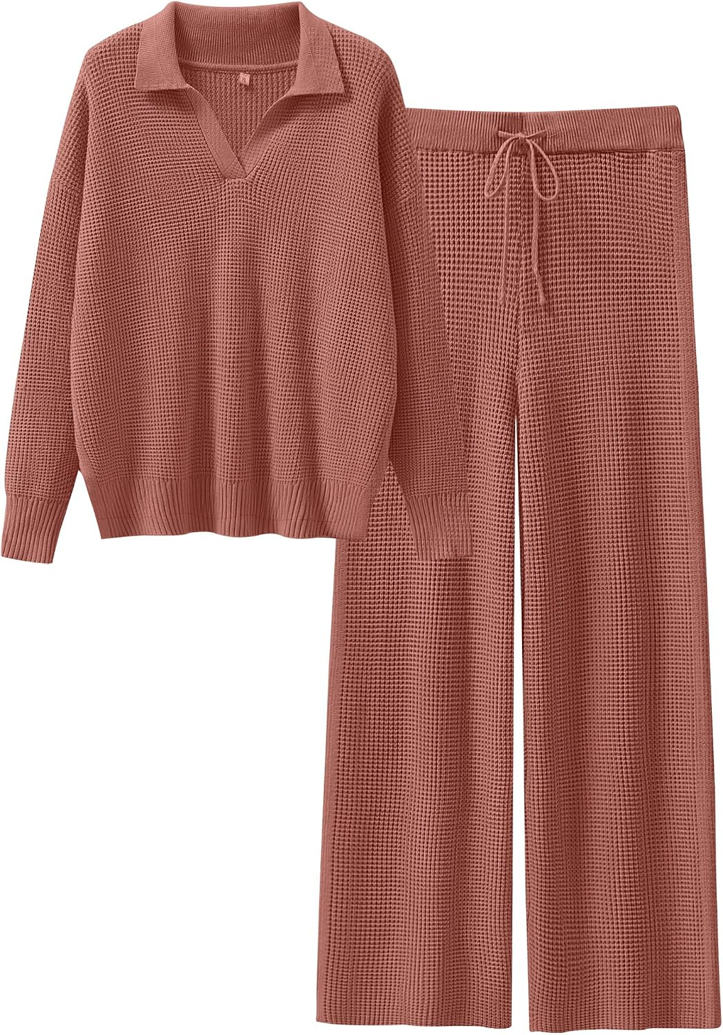 ANRABESS Lounge Sets for Women 2 Piece Waffle Knit Sweater Set Fall Outfits | Amazon (US)