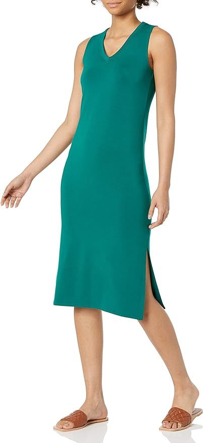 Daily Ritual Women's Supersoft Terry Relaxed-Fit Sleeveless V-Neck Midi Dress | Amazon (US)
