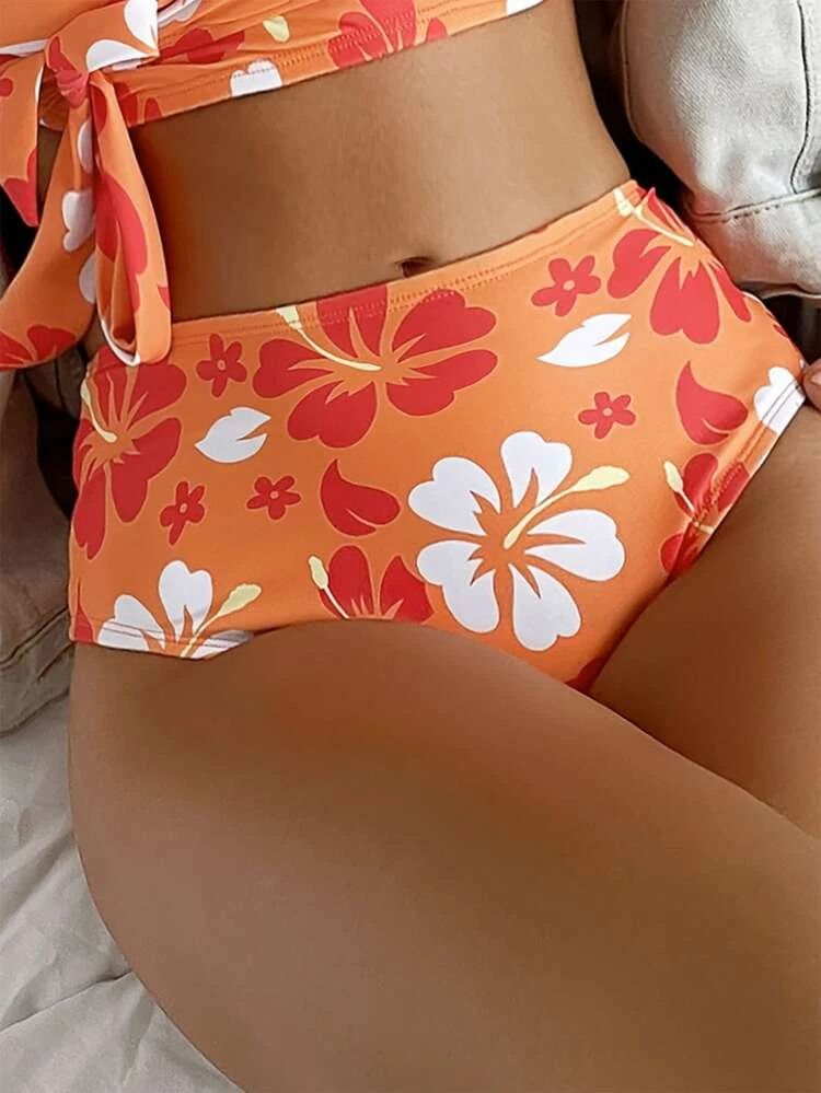 Floral Print High Waisted Bikini Bottom | SHEIN