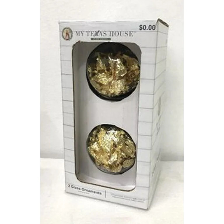 2 Count Gold Foil Glass Ornaments, 4 in, by My Texas House | Walmart (US)