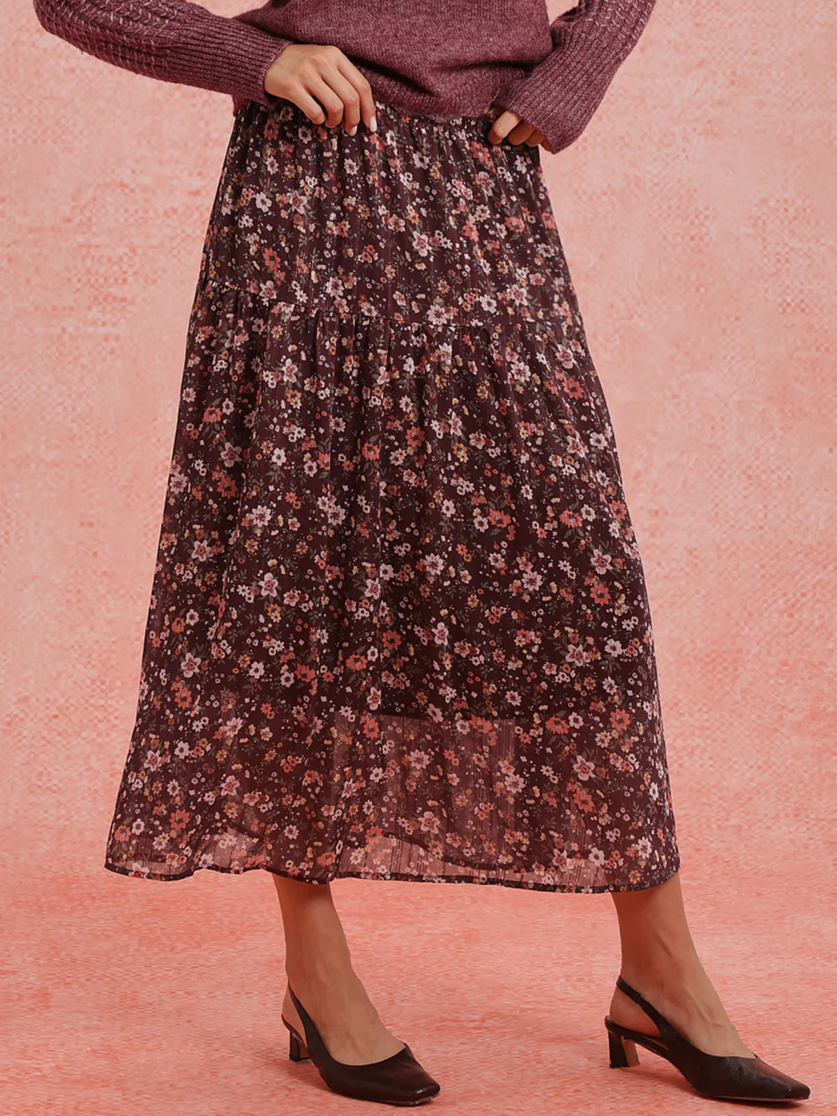 89th & Madison Floral Tiered Midi Skirt | 89th + Madison