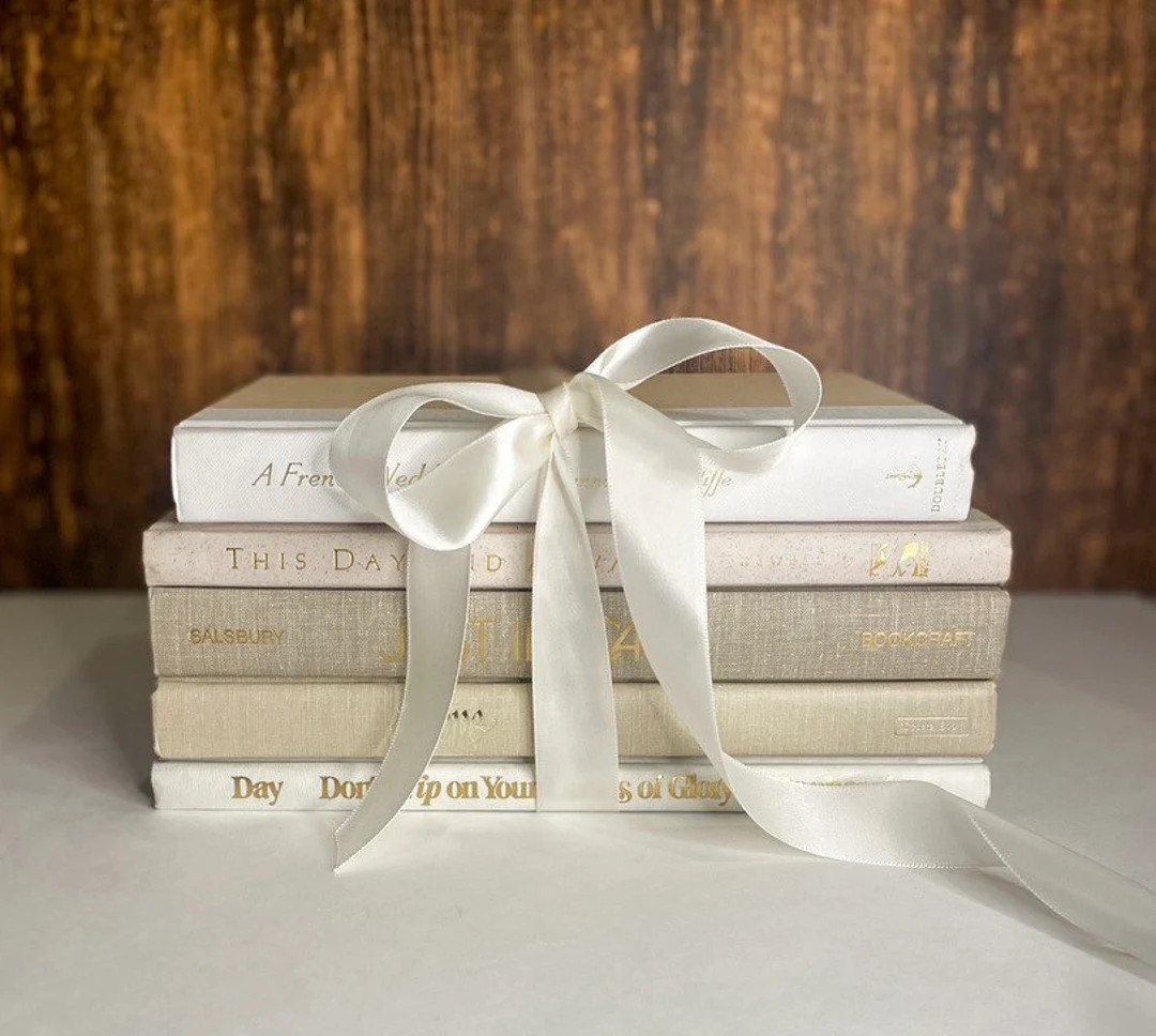 Neutral Beige Hardcover Book Bundle Home Decor Reading Beautiful Neutral Book Minimalist Bookshel... | Etsy (US)