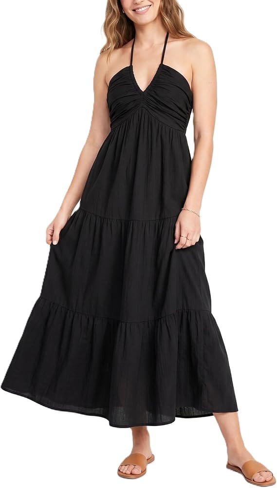 Women's Casual Halter Tiered Vacation Maxi Dress with Pockets | Amazon (US)