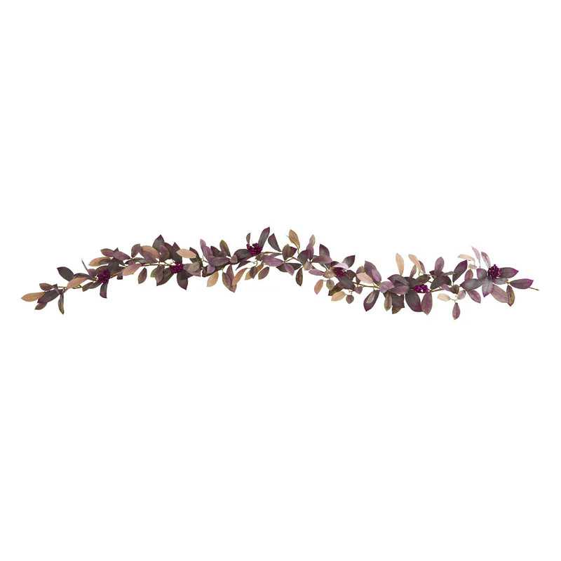 6’ Fall Laurel Leaf with Berries Artificial Garland (Set of 2) | Plow & Hearth