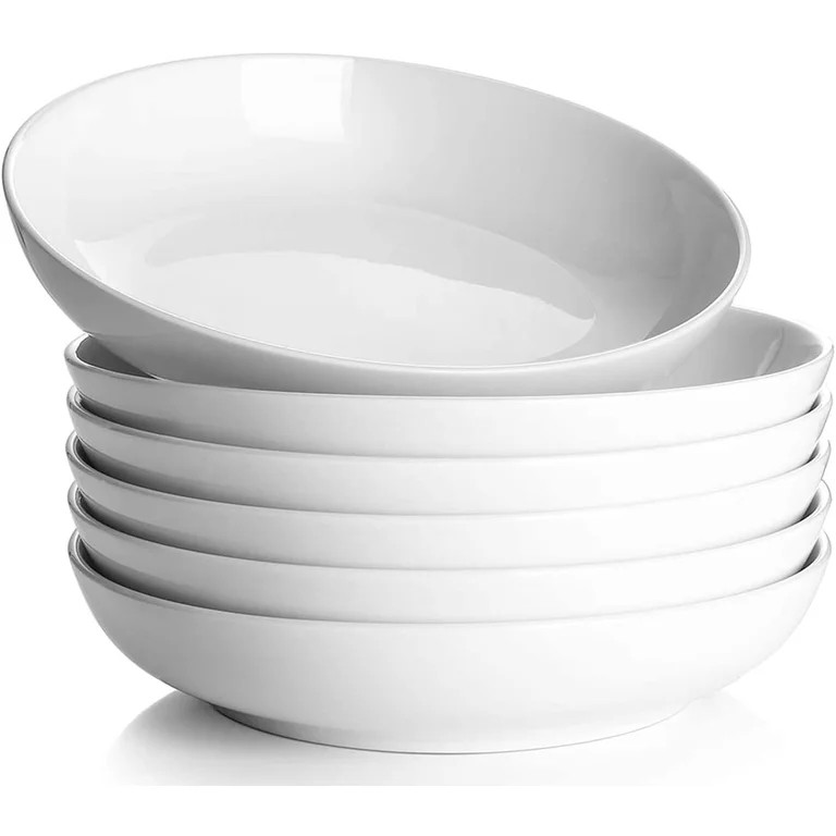 Y YHY 8.5 inch Pasta Bowls Set of 6, 30oz Thanksgiving Large Salad Serving Bowls, White Dinnerwar... | Walmart (US)
