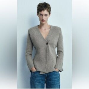 New! Zara women’s medium peplum wool blend knit Sweater/blazer. | Poshmark