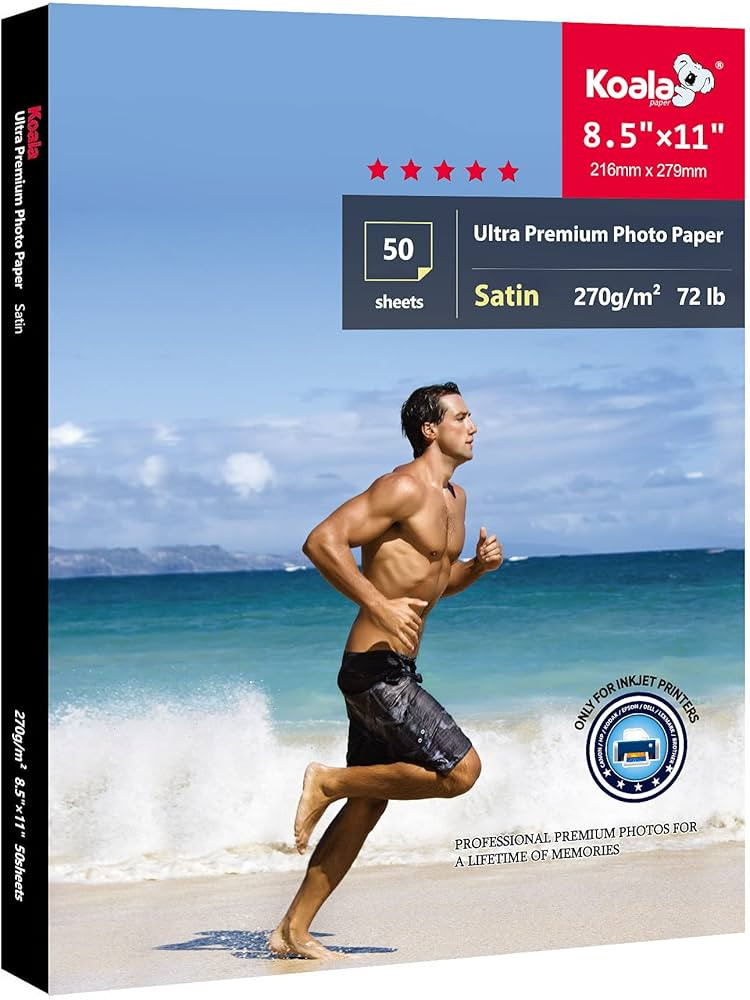 Koala Ultra Premium Photo Paper 8.5 x 11 In Satin Photo Printer Paper for Inkjet Printer Water-Re... | Amazon (US)