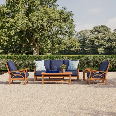 Brunswick 5 Piece Teak Sofa Seating Group with Cushions | Wayfair North America