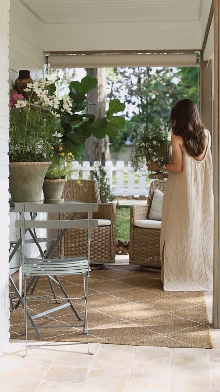 Cottage garden inspired front porch, all-weather wicker armchairs, French bistro set, garden planters 

#LTKxTarget #LTKSeasonal #LTKhome