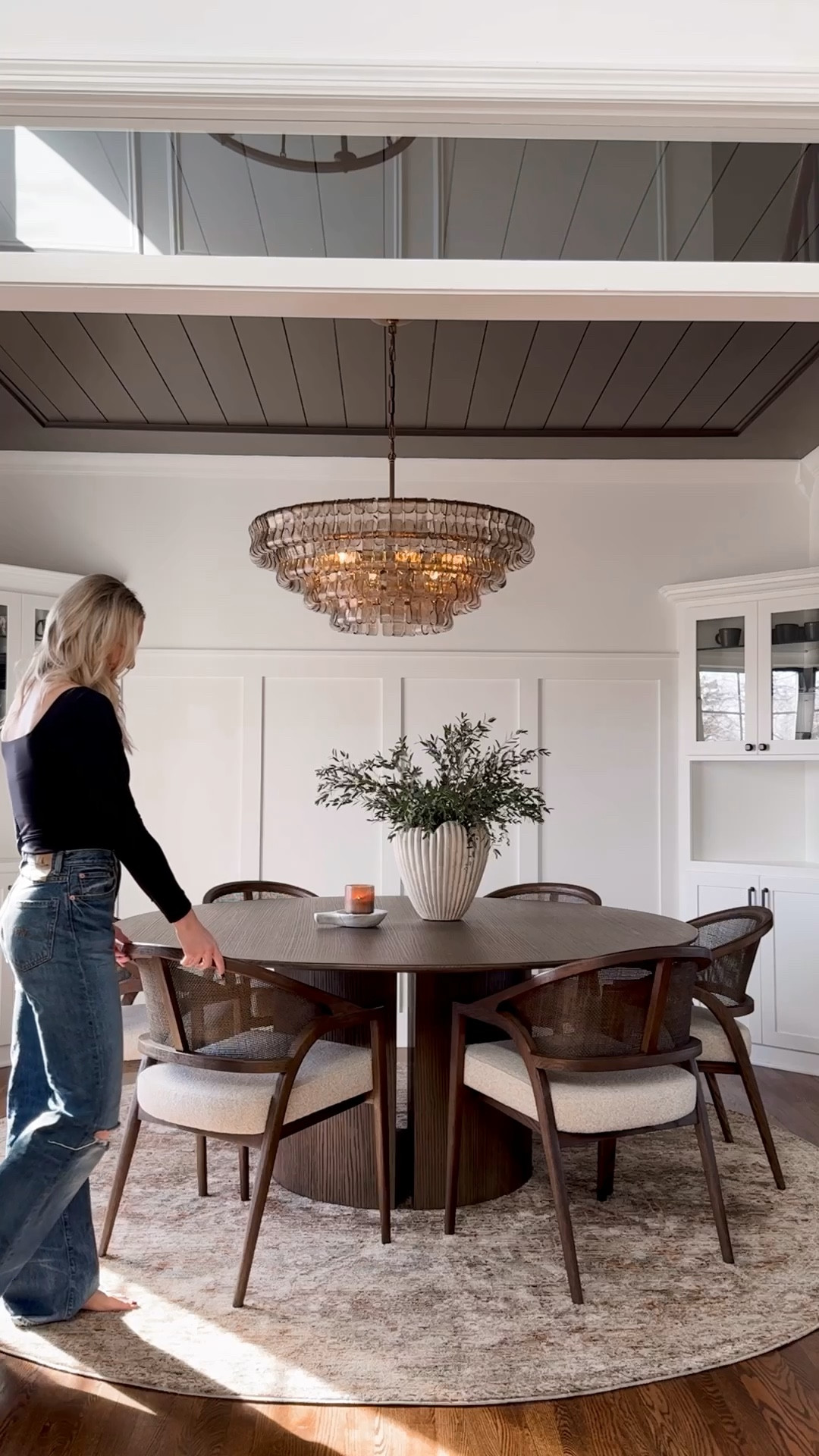Dining room reveal! After painting the upper walls darker to match the ceiling I decided it just didn’t feel right so I pained them white and it feels so much better! While we loved our previous chairs they didn’t fit as well around this table and blocked the beautiful base so we decided to swap the chairs too 🙃 I can’t get over the new look!!

#LTKWatchNow #LTKHome #LTKStyleTip