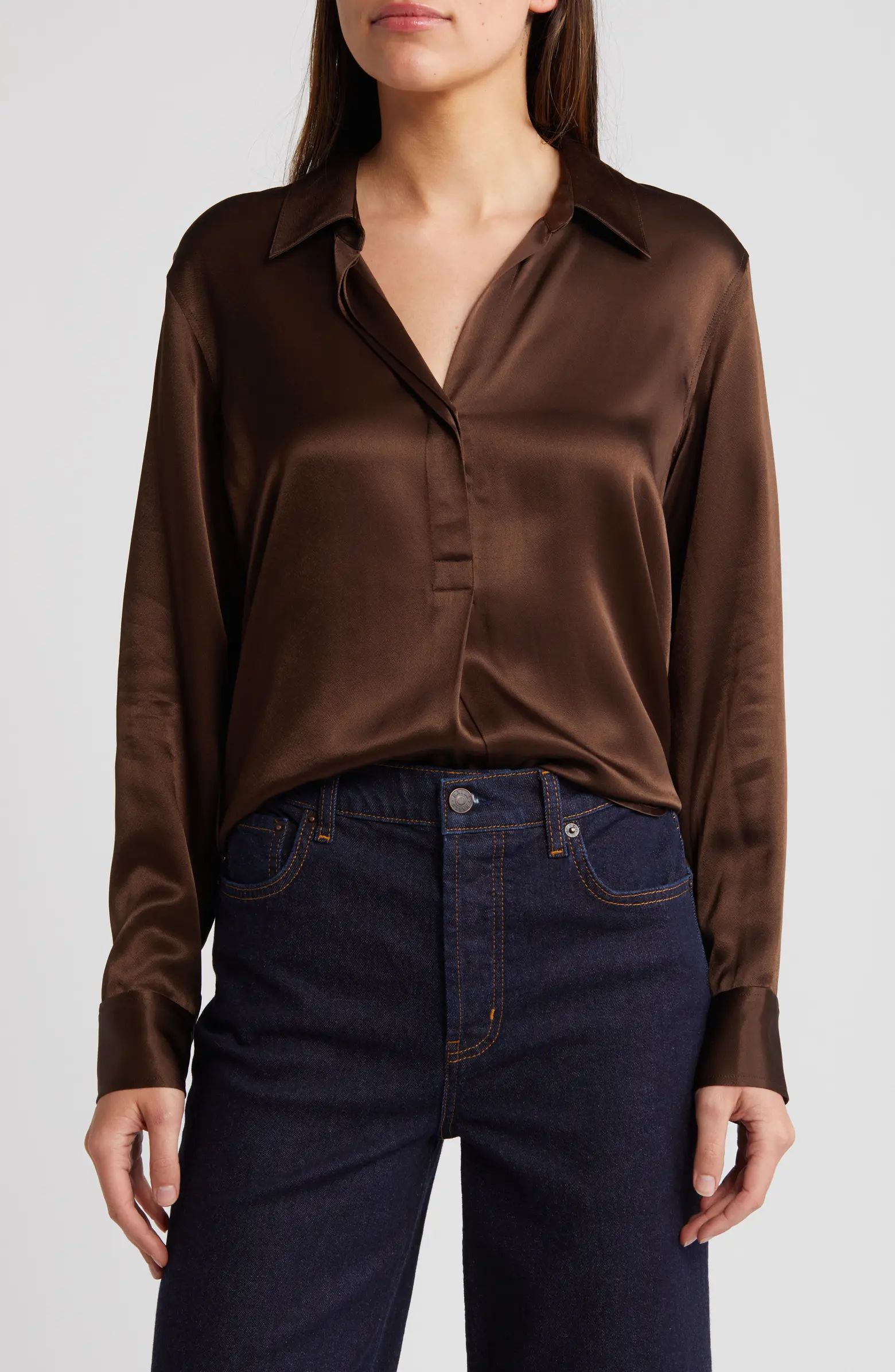 Nissa Satin Button-Up Shirt | Nordstrom