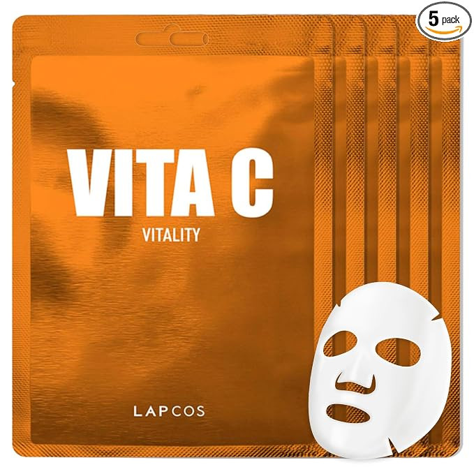 LAPCOS Vita C Sheet Mask, Daily Face Mask with Vitamin C to Renew Skin, Korean Beauty Favorite, 5... | Amazon (US)