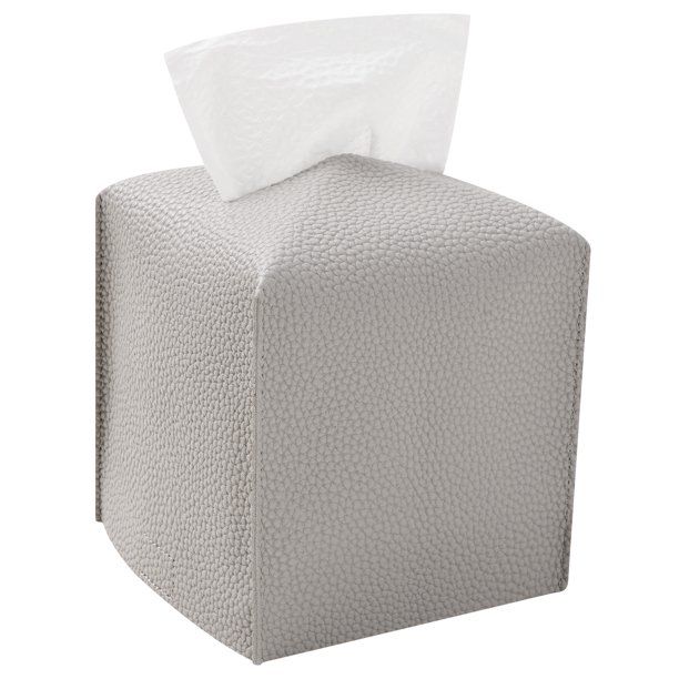 Invoibler Gray Tissue Box Cover, PU Leather Square Tissue Box Holder for Living Room/Night Stands... | Walmart (US)