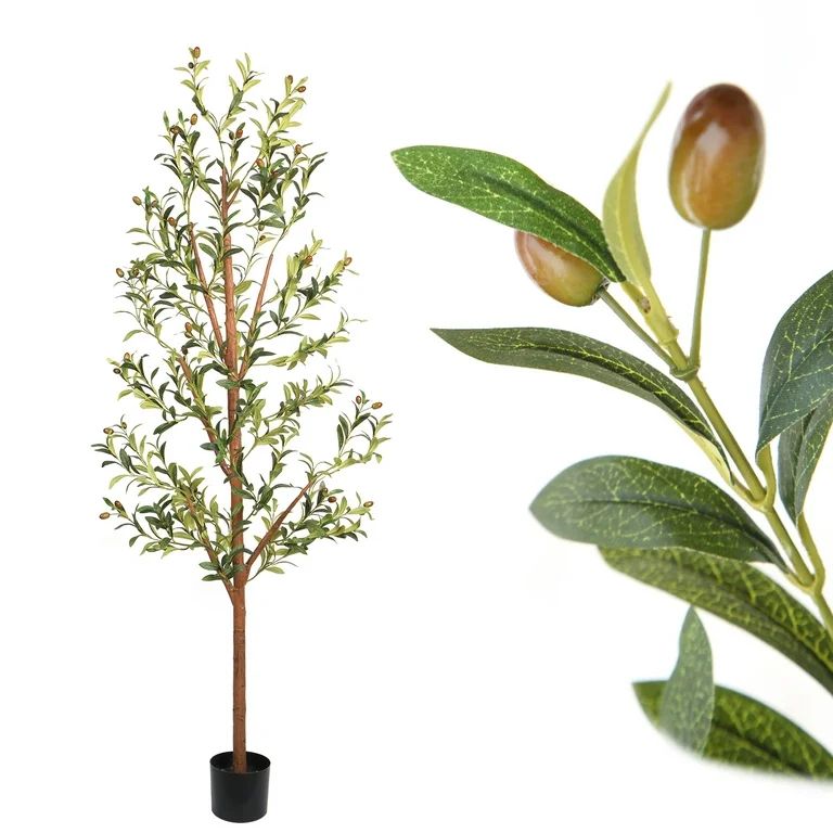 6FT Artificial Olive Tree, Potted Indoor Plants with Realistic Fruits and Branches, 13 lb, Limnan | Walmart (US)