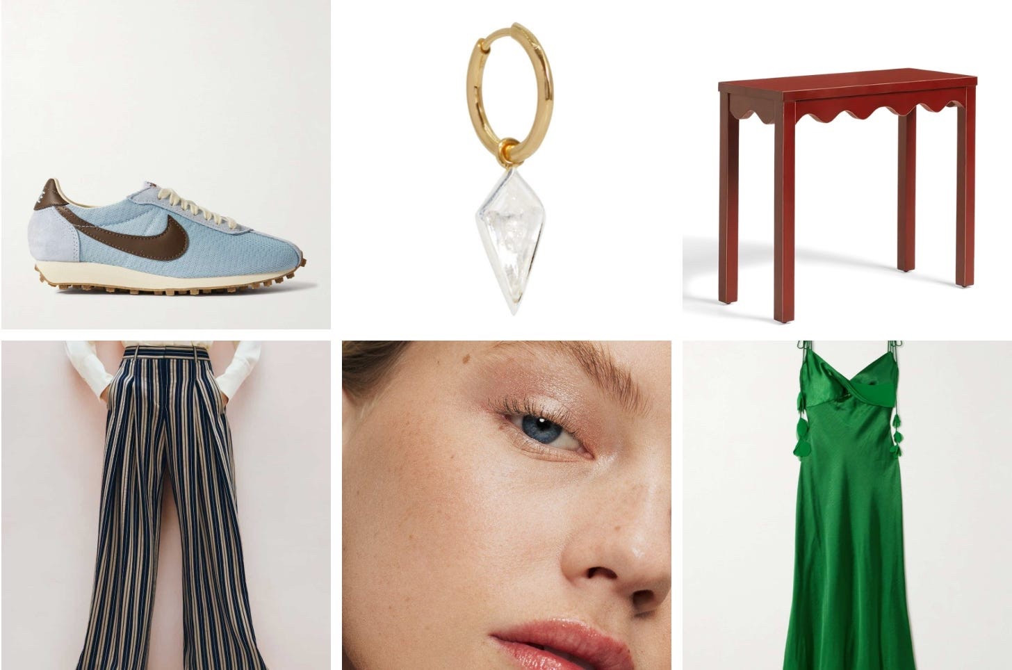 WILLOW’S MARCH LOVES .. 
6 extras, just for you…

Top row, left to right

More trainers because you can’t walk past these blue beauties and not fall in love!
This single kite earring is perfection on it’s own or layered with other earrings for some Spring sparkle
More Oka love from their latest catalogue - a very useful side table in a delicious hue
Striped wide leg tailoring for some sailor chic this Spring
Loving the ease of an eyeshadow stick - in peach shimmer this season
Longing for an invitation to wear this green dream dress


#LTKgiftguide #LTKstyletip