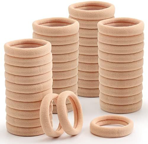 100 Pcs Thick Seamless Tan Hair Ties, Ponytail Holders Hair Accessories No Damage for Thick Hair ... | Amazon (US)