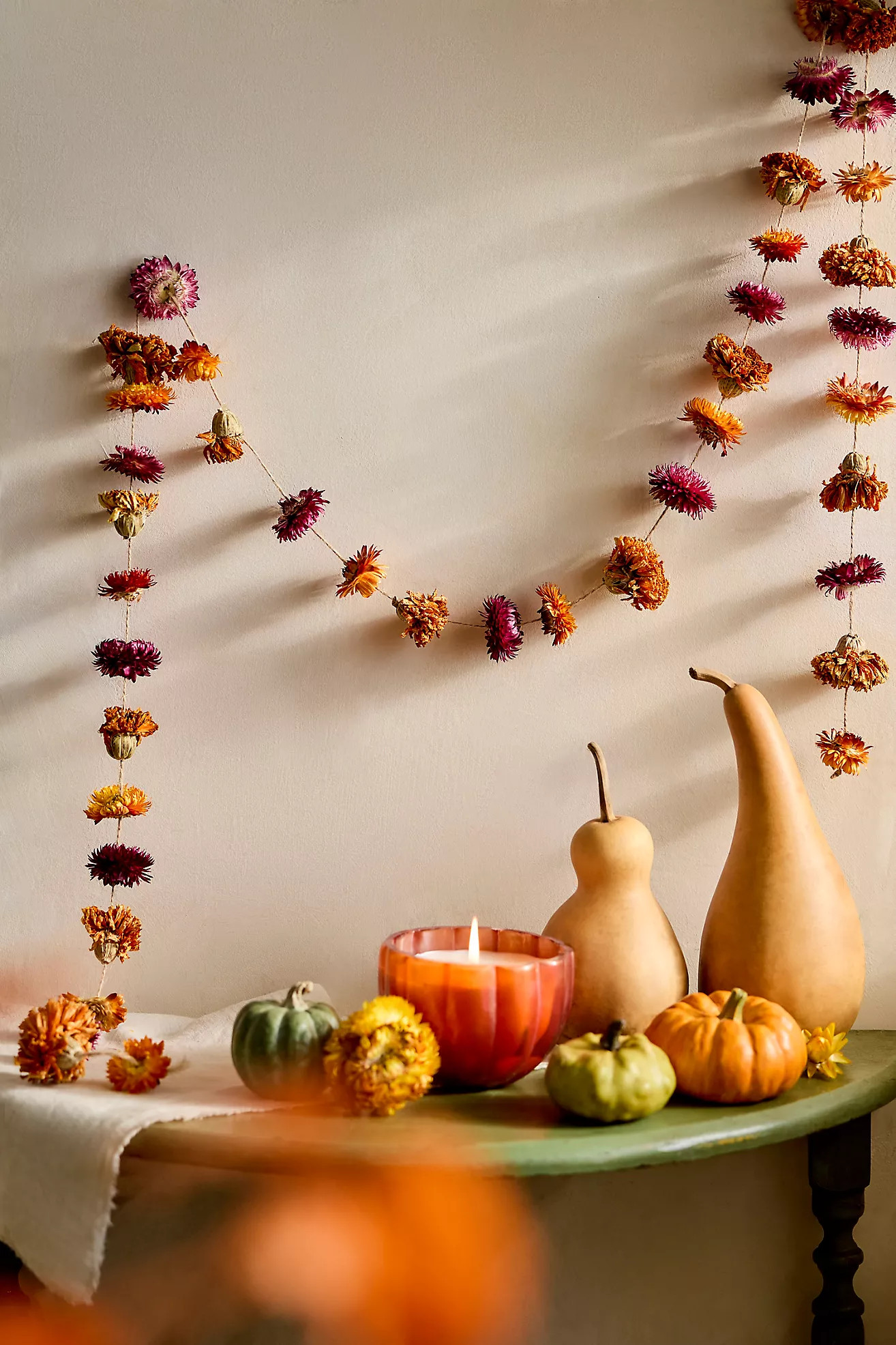 Jewel Tones Dried Floral Garland | Anthropologie (US)