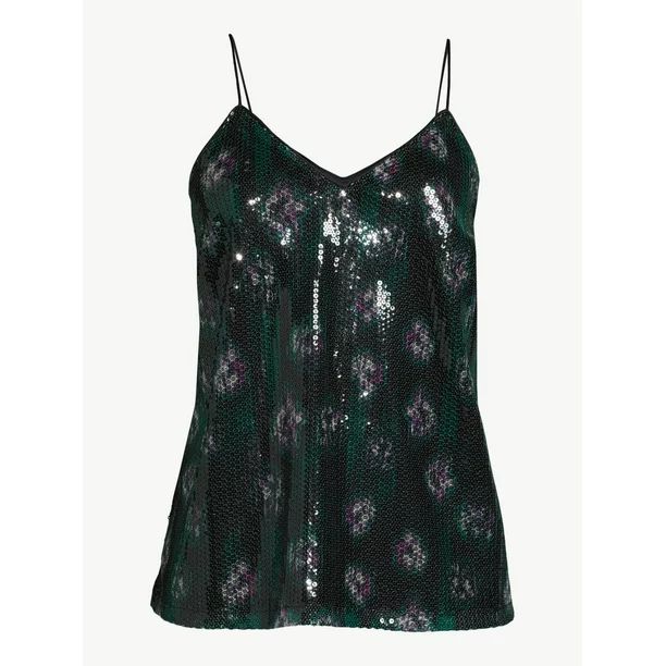 Scoop Women's Printed Sequin Cami Top - Walmart.com | Walmart (US)