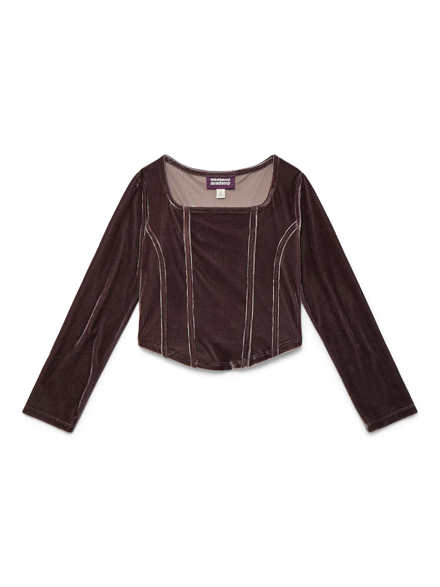Weekend Academy Girls Velvet Corset Top with Long Sleeves, Sizes 4-18 | Walmart (US)