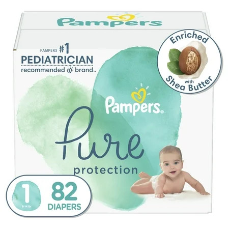 Pampers Pure Protection Natural Newborn Diapers, Size 1, 82 ct | Walmart (US)