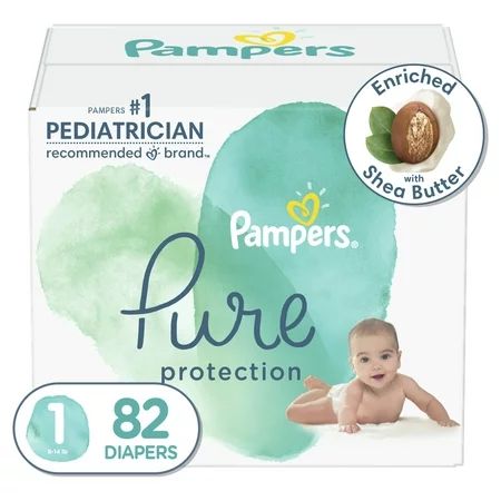 Pampers Pure Protection Natural Newborn Diapers, Size 1, 82 ct | Walmart (US)