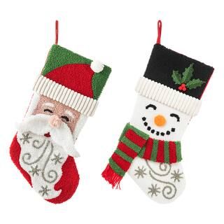 Glitzhome® 20.5" Santa & Snowman Hooked Stocking Set | Michaels | Michaels Stores