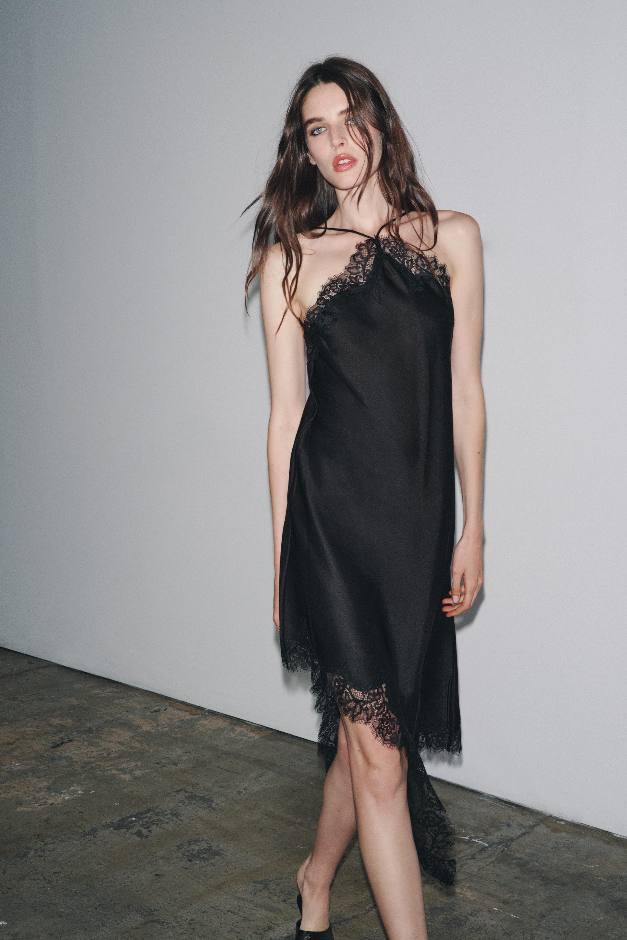 ZW COLLECTION SATIN LACE DRESS | Zara US