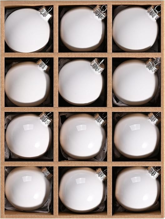 WDS WONDROUS 12Pcs White Christmas Ball Ornaments, 2.36” Matte and Shiny Glass Ornaments Set fo... | Amazon (US)