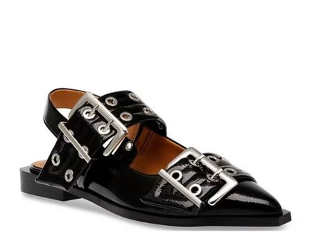 Ganni dupe black patent buckle shoes 