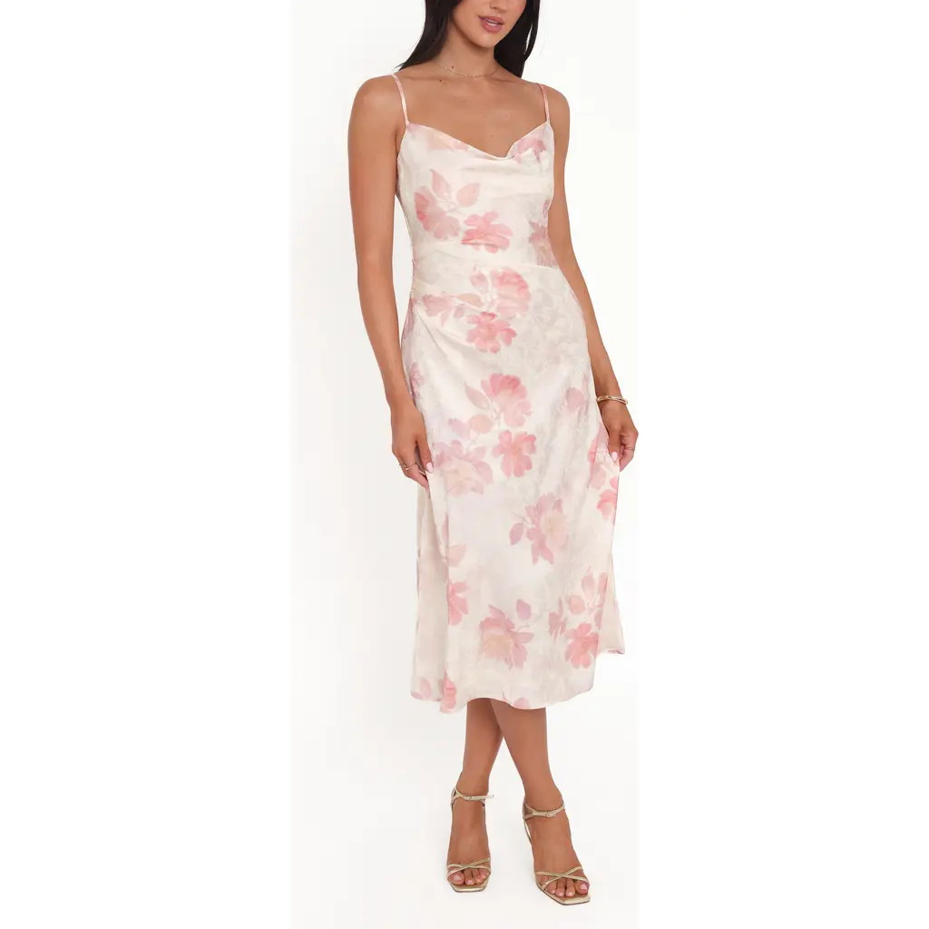 Petal & Pup Sandrine Floral Satin Midi Dress in Pink Floral at Nordstrom, Size Small | Nordstrom