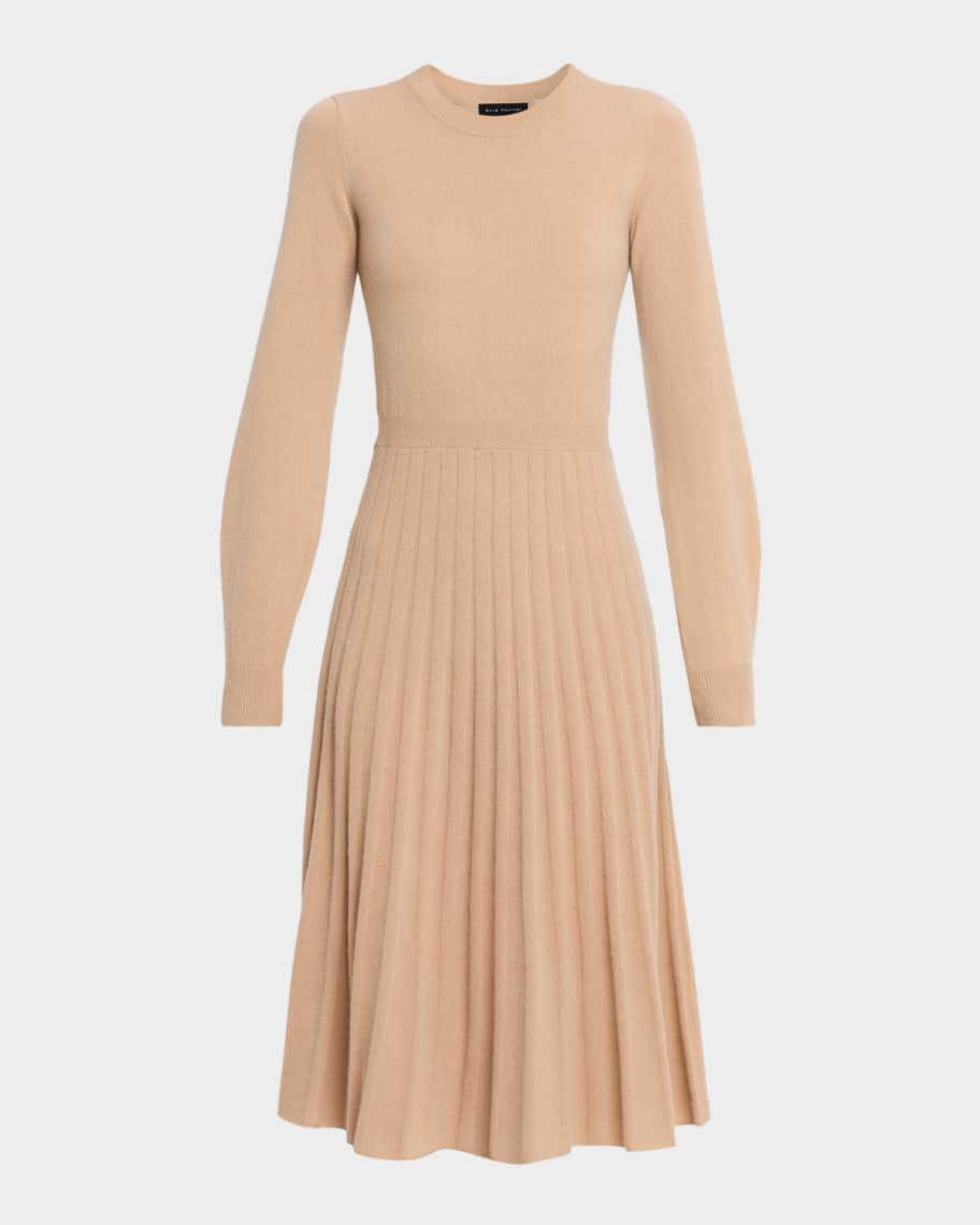 The Aviva Pleated Cashmere Midi Sweater Dress | Neiman Marcus