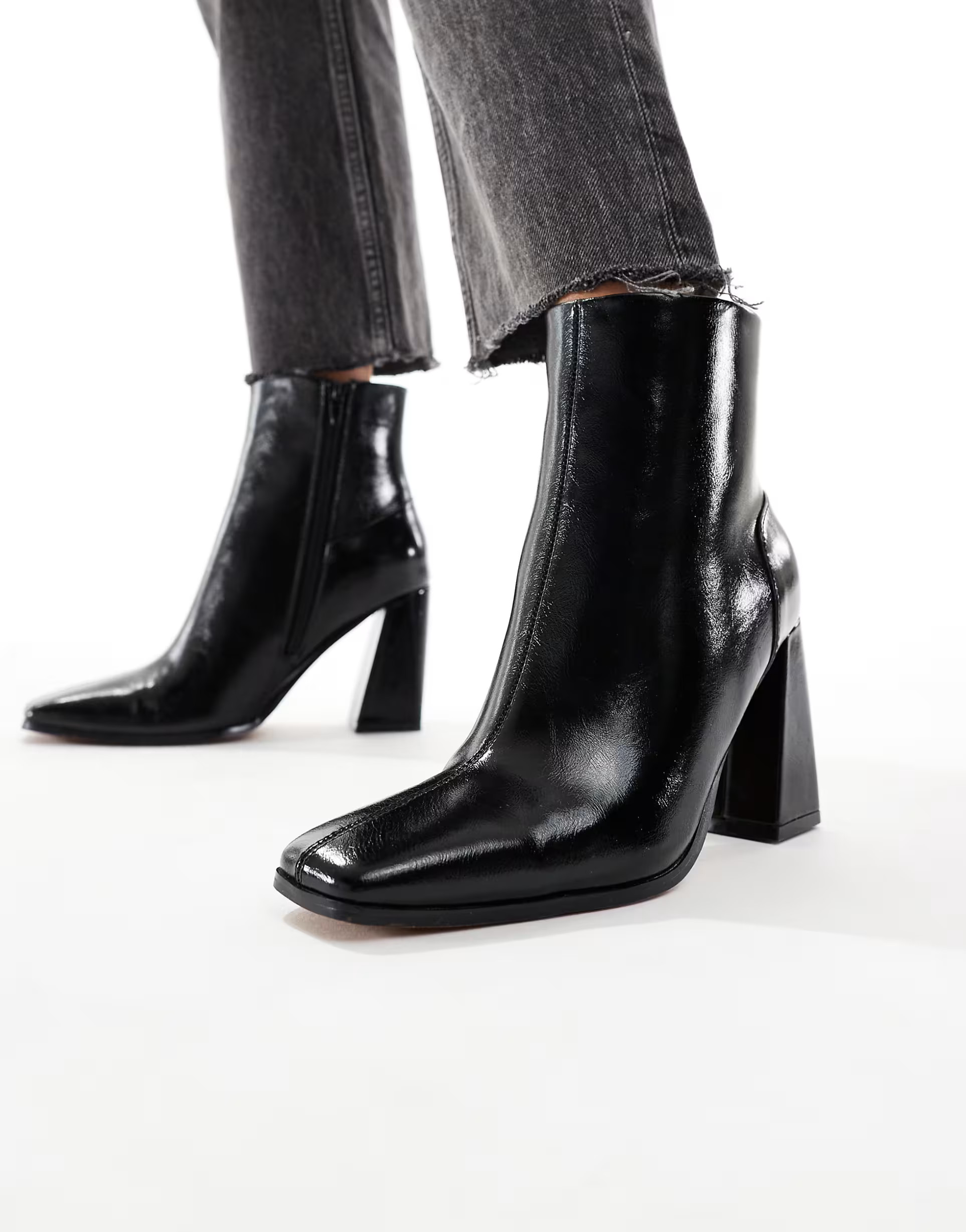 New Look heeled square toe boot in black | ASOS (Global)