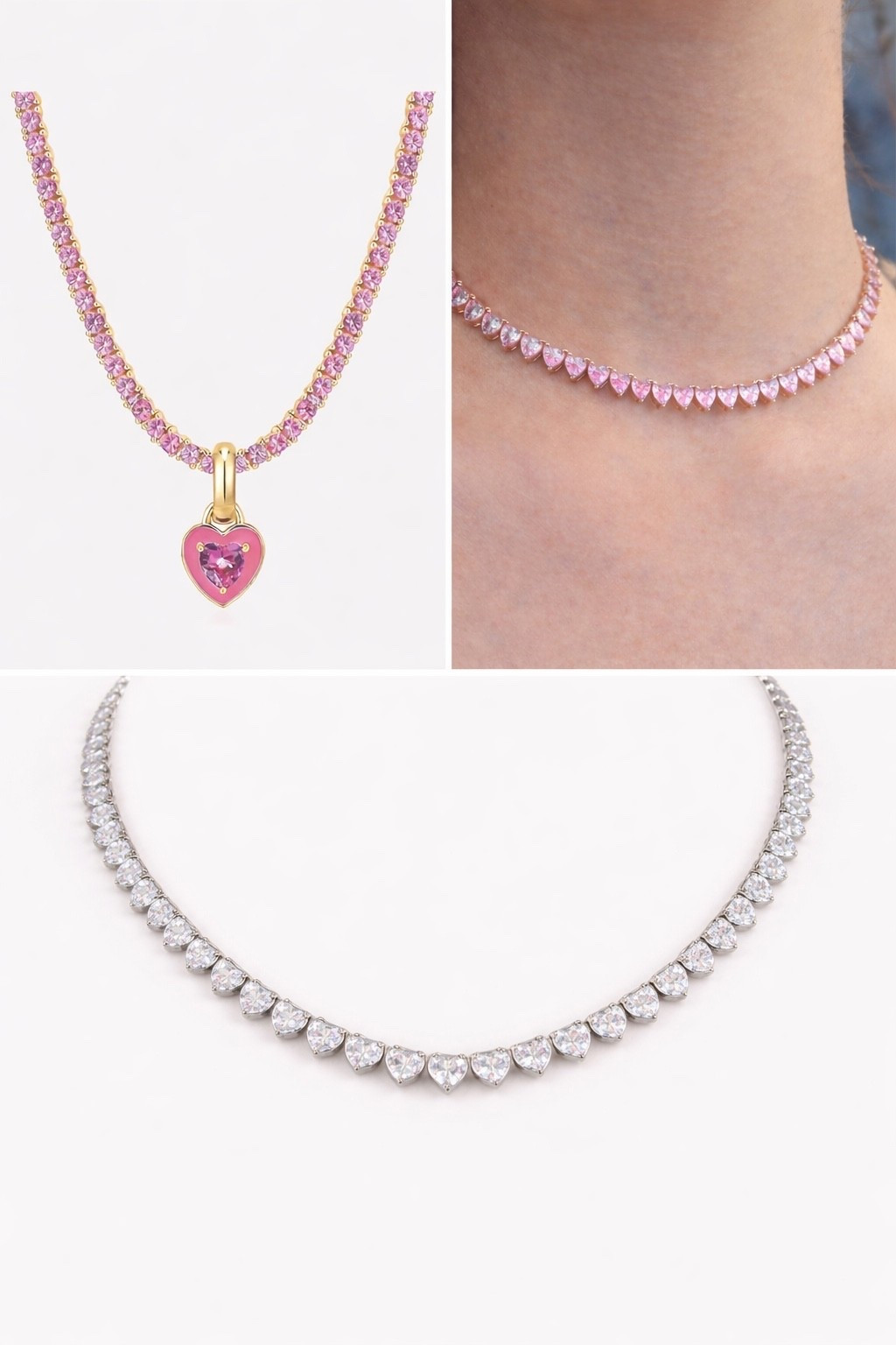 Heart tennis bracelets fine jewelery amazon jeweyfinds pink sapphire heart costume Jewey trending jewelry #heartnecklace #tennisnecklace 

#LTKWedding #LTKootd