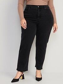 Extra High-Waisted Button-Fly Sky-Hi Straight Cut-Off Black Jeans for Women | Old Navy (US)