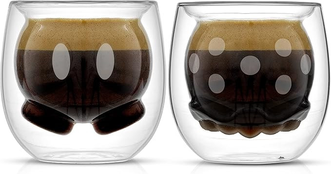 JoyJolt Mickey Pants and Minnie Skirt 3D 2oz Espresso Cups. Double Walled Espresso Glasses (2pc) ... | Amazon (US)