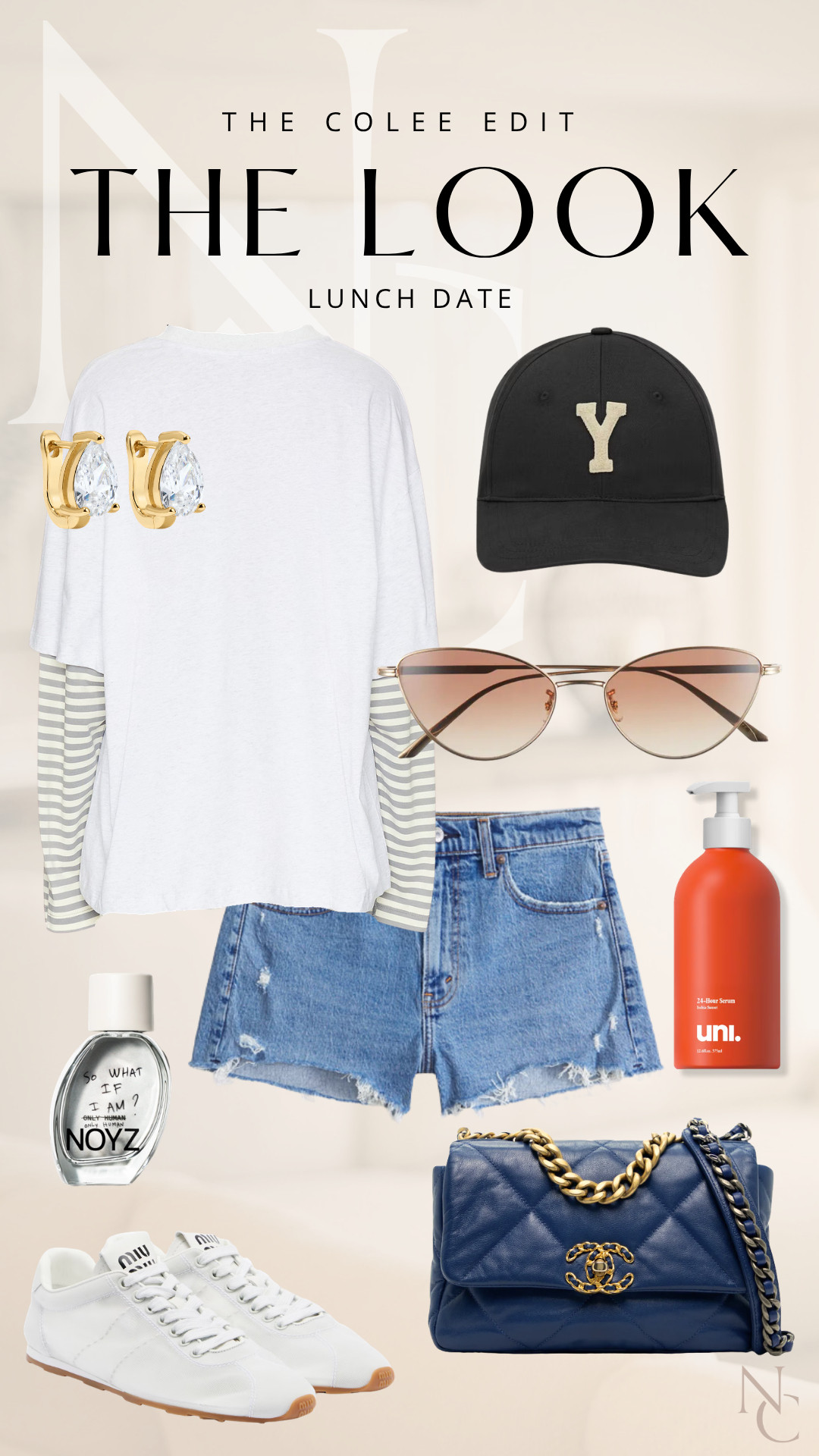 Lunch date, but make it effortless. 🤍👟 Denim cutoffs + easy layers, a baseball cap, crisp white sneakers and a little Chanel because casual still deserves a good bag. 😉 Add gold jewelry, sunnies + a favorite fragrance and I’m out the door.
Basically my formula for looking put together without looking like I tried too hard. ✨
Shop the whole look right here on LTK!

#nicolecolee #khaite #ysl #chanel #uni #lioness #miumiu 

 #LTKdayinmylife #LTKgrwm #LTKootd