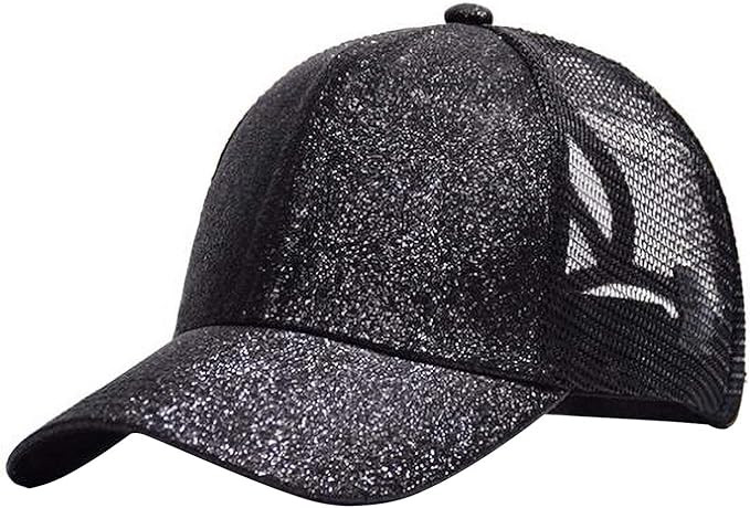 Anna-Kaci Womens Baseball Cap Glitter Ponytail Hat High Messy Bun Ponycap Trucker Dad Hat | Amazon (US)