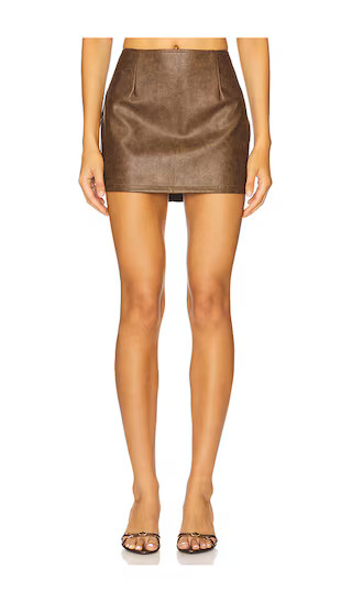 Vanessa Mini Skirt in Brown | Revolve Clothing (Global)