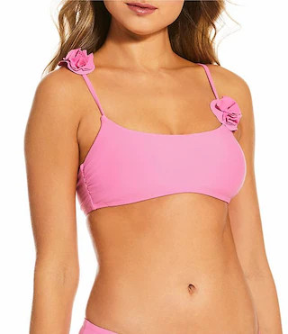 Gianni Bini Fabric Rosette Bralette Swim Top & Solid Retro Hipster Swim Bottoms | Dillard's | Dillard's