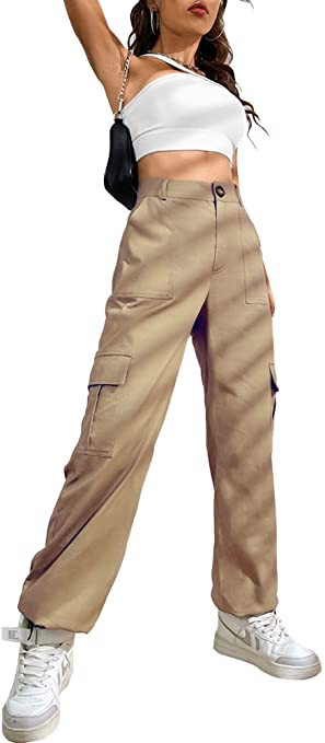 LOLOCCI Cargo Pants for Women High Waisted Travel Tactical Streetwear Casual Pants with 6 Pockets... | Amazon (US)