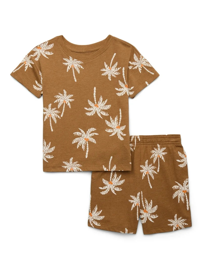 Wonder Nation Toddler Boy Printed Jersey Tee and Shorts Set, 2-Piece, Sizes 12M-5T | Walmart (US)