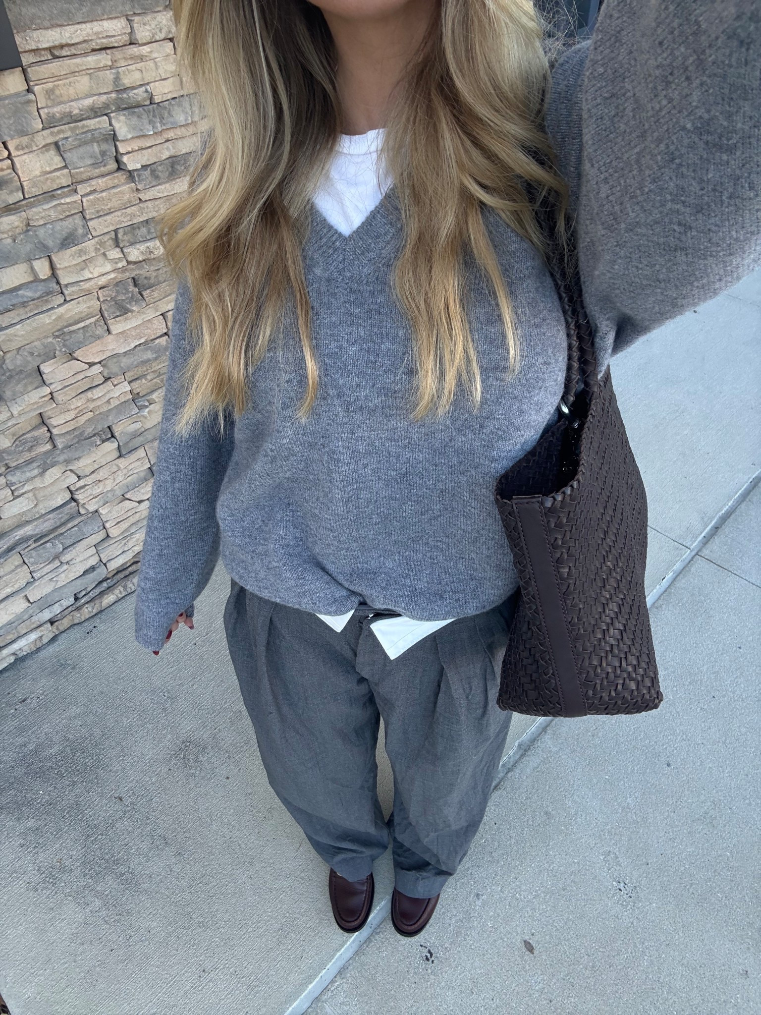 Wearing a small on everything, medium in the almina sweater! 